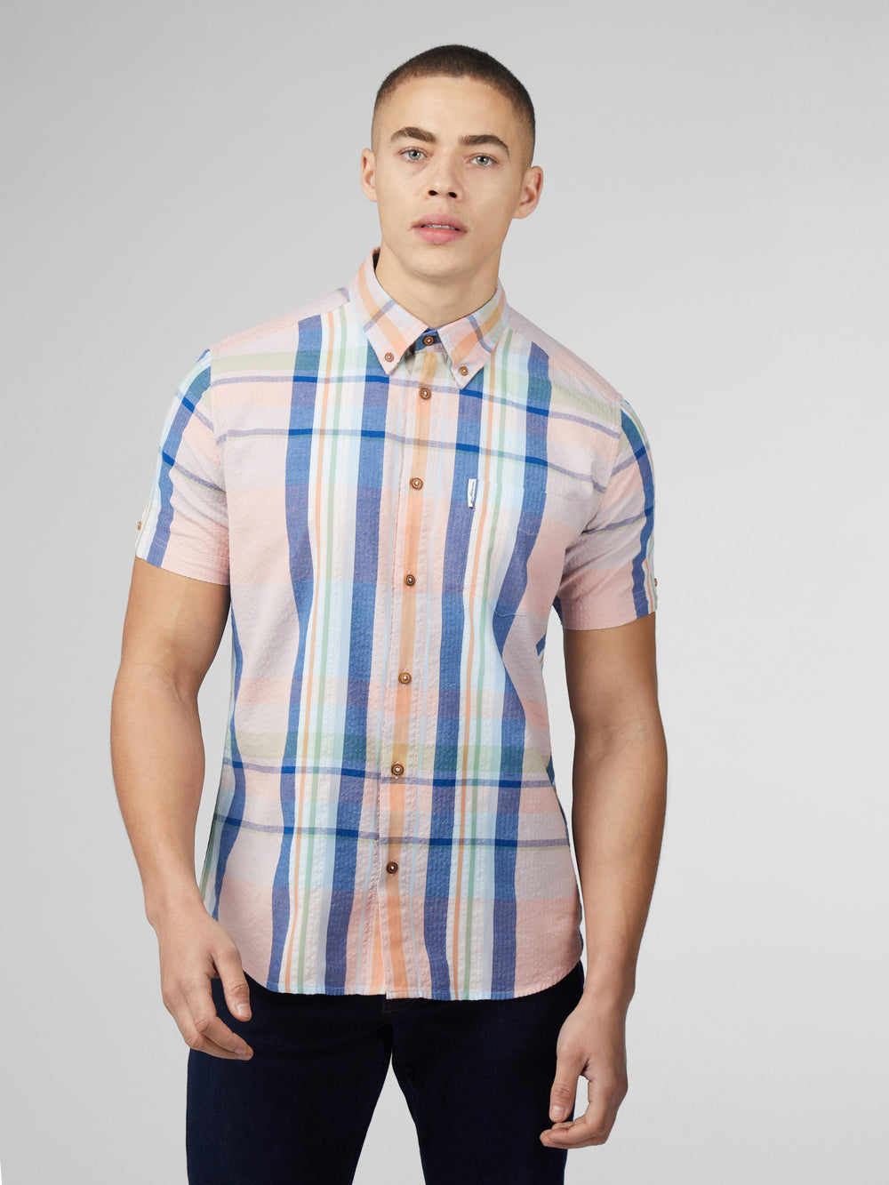 Chemises Ben Sherman Signature Seersucker Check Rose | QFX-80673958